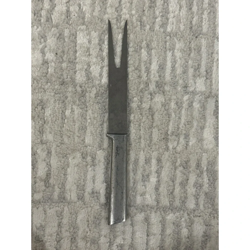 Vintage Stainless Steel Carving Fork Mid Century Modern Silver Meat Serving Fork
